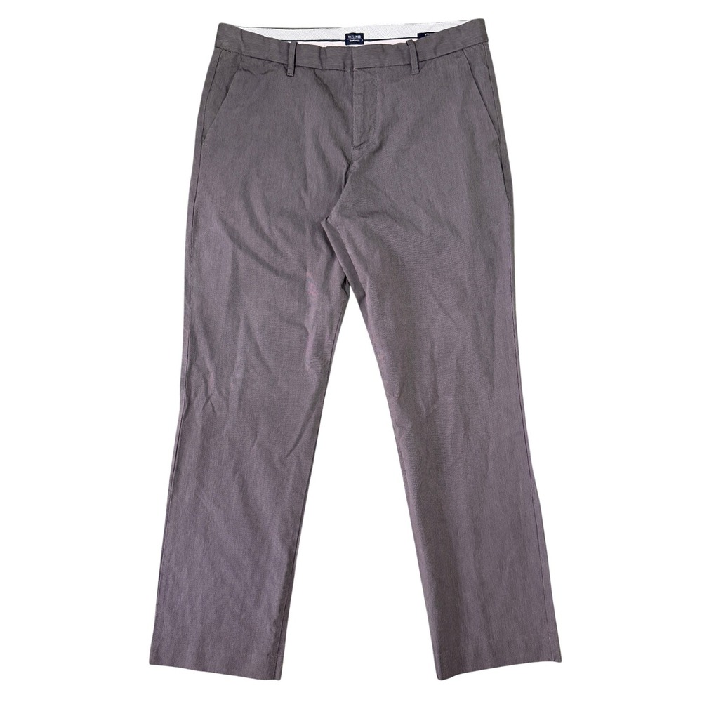 Gap Tailored Khakis Mens 34x32 Straight Fit Charcoal Grey Striped Pants